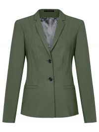 Blazer Olivgrün Damen – Eleganter Business Blazer mit offenen Ärmelschlitzen und Leistentaschen.